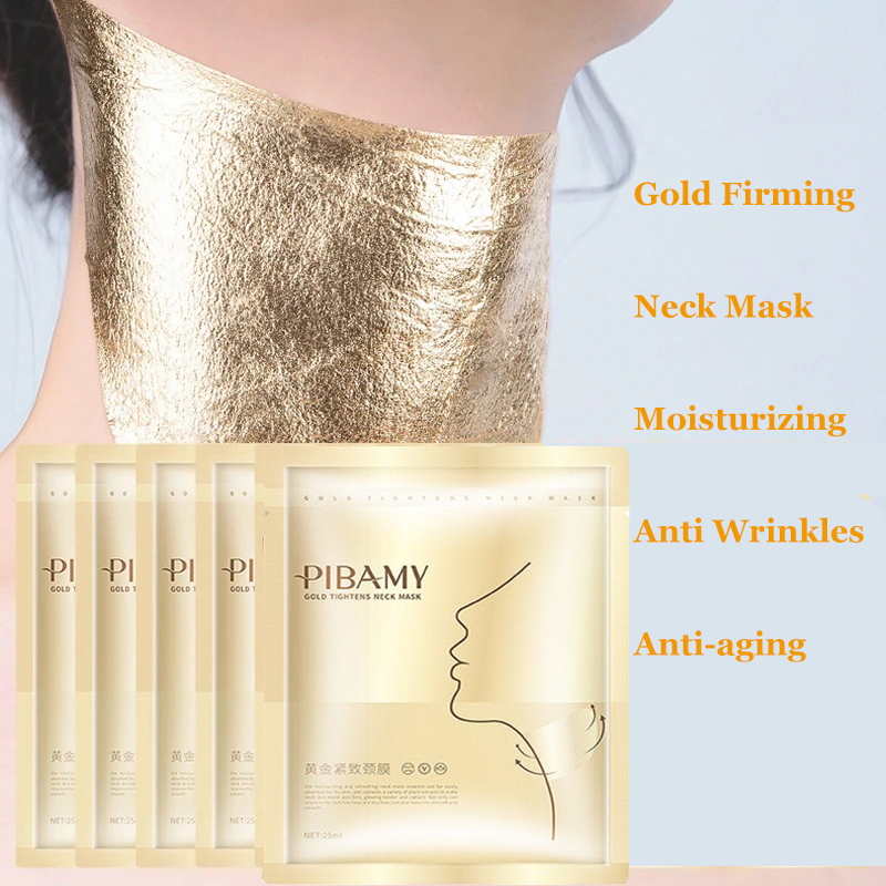 Skincare Omg - Máscara de pescoço firmadora dourada, hidratante,